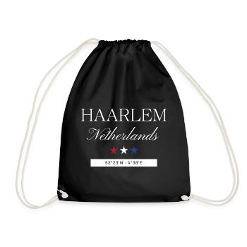 Haarlem Niederlande Souvenir Reise minimalistisch - Turnbeutel - Schwarz - Vorne