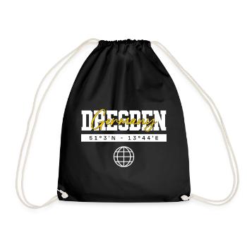 Dresden Deutschland Koordinaten Reise Souvenir - Turnbeutel - Schwarz - Vorne