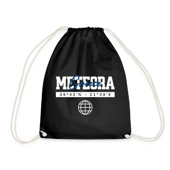 Meteora Griechenland Koordinaten Reise Souvenir - Turnbeutel - Schwarz - Vorne