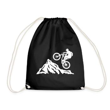 Mountainbike, Fahrrad Mountainbiker, Fahrradfahrer - Turnbeutel - Schwarz - Vorne