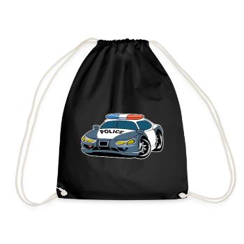 Police Police Car Policeman Birthday Children - Drawstring Bag - black - Front