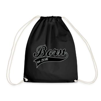 born in 2016 - Drawstring Bag - black - Front