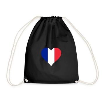 Frankreich französisch Flagge Fahne Herz - Turnbeutel - Schwarz - Vorne