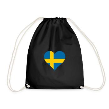 Suède drapeau coeur suédois drapeau Stockholm - Sac de sport léger - noir - Devant
