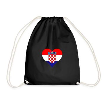 Croatia Croatian Flag Flag Heart - Drawstring Bag - black - Front