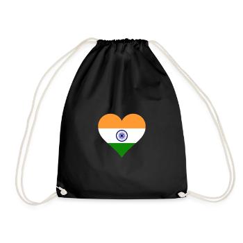 Inde indien drapeau drapeau coeur - Sac de sport léger - noir - Devant