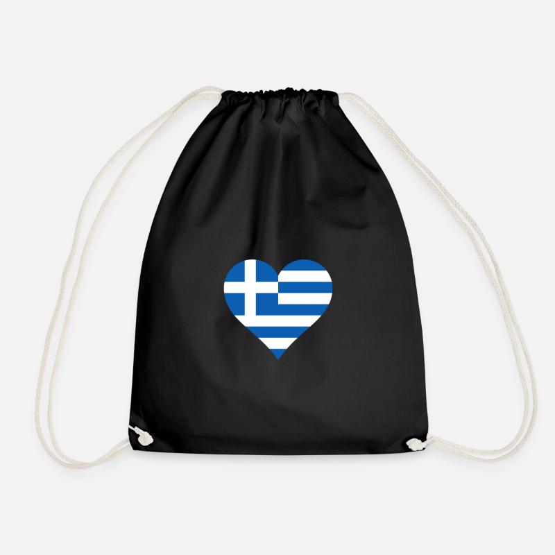 Grèce drapeau grec drapeau coeur - Sac de sport léger - noir