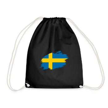 Schweden schwedisch Fahne Flagge - Turnbeutel - Schwarz - Vorne