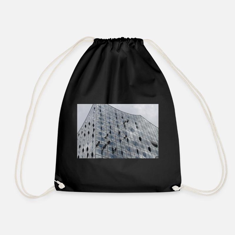 Elbphilharmonie mit Fensterputzern - Turnbeutel - Schwarz
