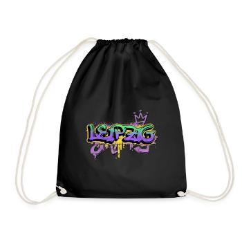 Leipzig Germany City Graffiti Sprayer Skater - Drawstring Bag - black - Front