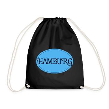 Hamburg Retro Font Logo Blue Oval - Drawstring Bag - black - Front