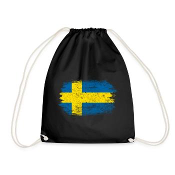 Drapeau suédois du Brush - Sac de sport léger - noir - Devant