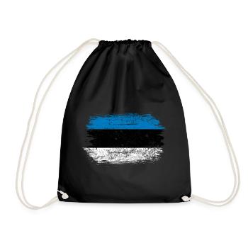 Blue-White Brushstroke Flag - Drawstring Bag - black - Front