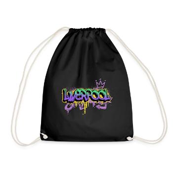 Liverpool Angleterre UK City Graffiti Spray Sprayer - Sac de sport léger - noir - Devant