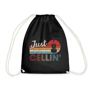 Retro Cello Cellist Musik Instrument - Turnbeutel - Schwarz - Vorne