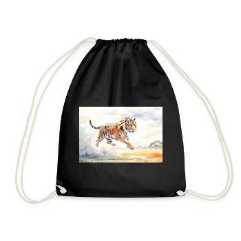 Tiger in Action - Drawstring Bag - black - Front