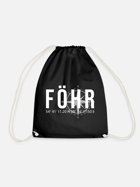 Koordinaten Föhr - Turnbeutel - Schwarz