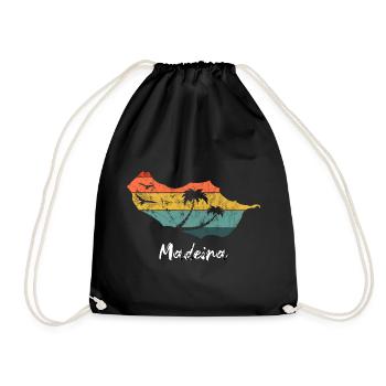 Madeira map outline Portugal holiday retro vintage - Drawstring Bag - black - Front