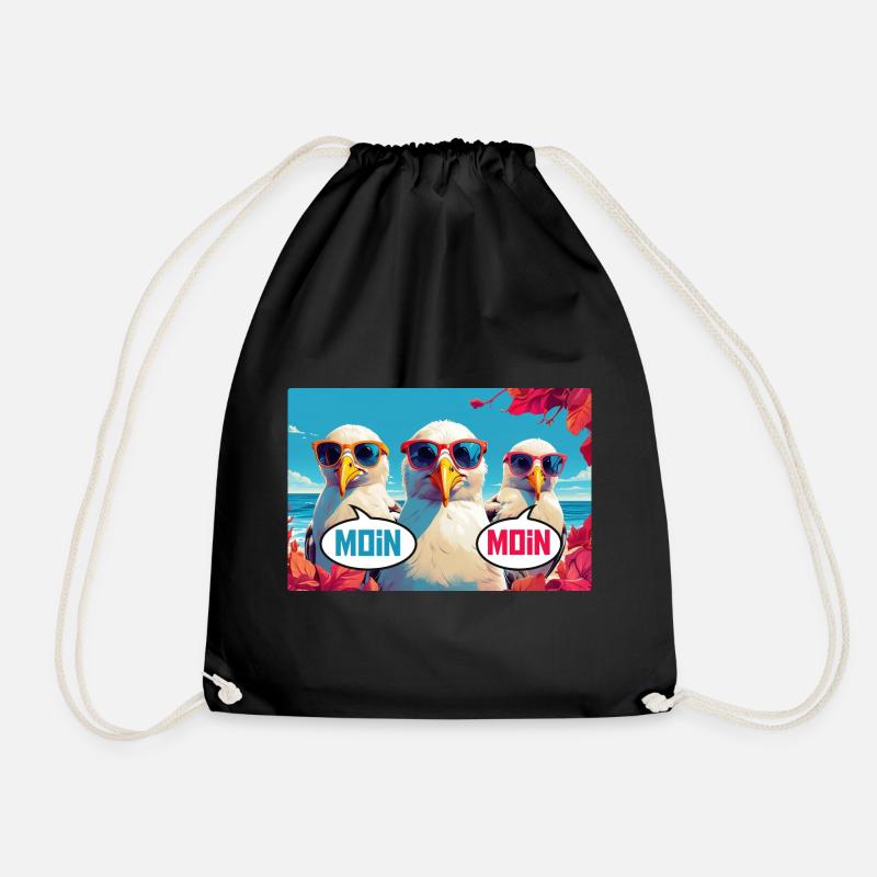 Moin Moin Möwen - Turnbeutel - Schwarz