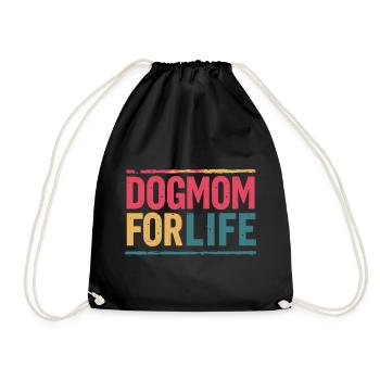 Dog mom for life - Drawstring Bag - black - Front