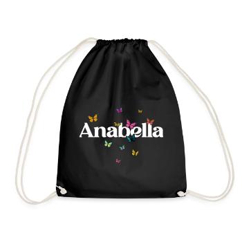 Beautiful girl's name with butterflies ANABELLA - Drawstring Bag - black - Front