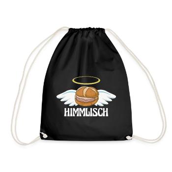 Himmlisch bayrische Leberkassemmel mit Flügeln  - Turnbeutel - Schwarz - Vorne