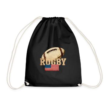 Rugby USA Vintage-Wappen - Turnbeutel - Schwarz - Vorne