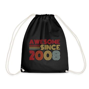 Vintage 2008 Retro Birthday Gift 2008 - Drawstring Bag - black - Front