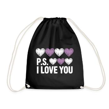 PS I Love You Day Purple Heart Valentine's Day - Drawstring Bag - black - Front
