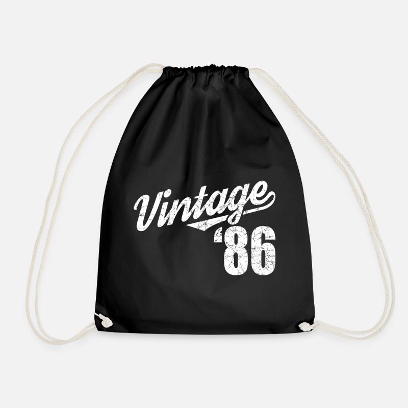 Vintage 86 Script Retro Design - Turnbeutel - Schwarz