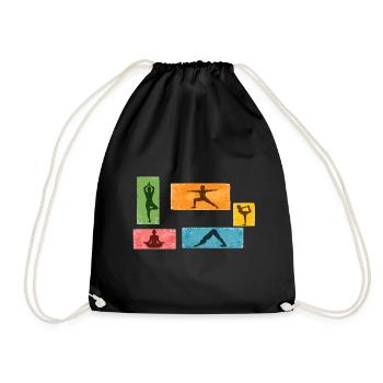 Grunge Yoga Silhouettes Color Block - Drawstring Bag - black - Front
