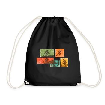 Bike Collage: Strength and Rhythm - Drawstring Bag - black - Front
