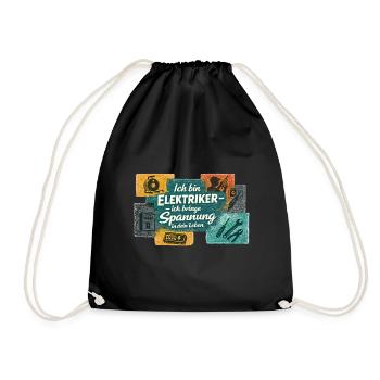 Electrician: Tension in life - Drawstring Bag - black - Front