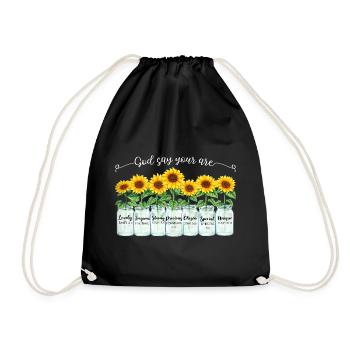 Inspirierende Christliche Sonnenblumen Jesus - Turnbeutel - Schwarz - Vorne