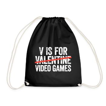 Valentine Gaming Typography - Drawstring Bag - black - Front