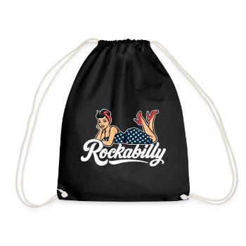 Rockabilly Pin-Up: Vintage Woman in Petticoat Dress - Drawstring Bag - black - Front