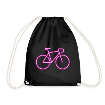 Neon Fahrrad Pink – Urbanes Bike Motiv - Turnbeutel - Schwarz - Vorne
