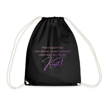 Voltigieren 600 kg Kraft – Pferdesport Geschenk - Turnbeutel - Schwarz - Vorne