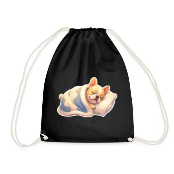 Französische Bulldogge Schlafen - Turnbeutel - Schwarz - Vorne