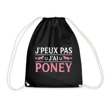 Poney Cadeau humour personnalisé - Sac de sport léger - noir - Devant