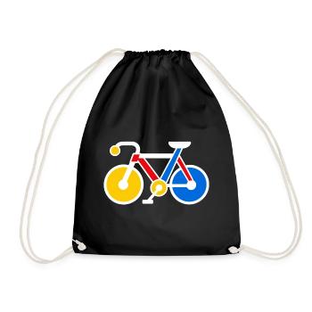 Retro Pop Art Geometrisches Fahrrad - Turnbeutel - Schwarz - Vorne