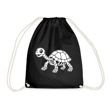 Süßes Skelett Schildkröte Cartoon Weiß Shirt - Turnbeutel - Schwarz - Vorne