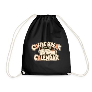 Kaffeepause mit Terminkalender und Tasse - Turnbeutel - Schwarz - Vorne