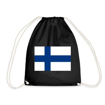 Finnland finnisch Flagge Fahne - Turnbeutel - Schwarz - Vorne