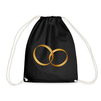 deux anneaux d'or - alliance - mariage - Sac de sport léger - noir - Devant