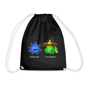 T killer cell, immune system, virus tequila T cell - Drawstring Bag - black - Front