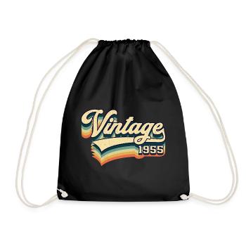 Vintage 1955 Jahrgang 66. Geburtstag Geschenk - Turnbeutel - Schwarz - Vorne