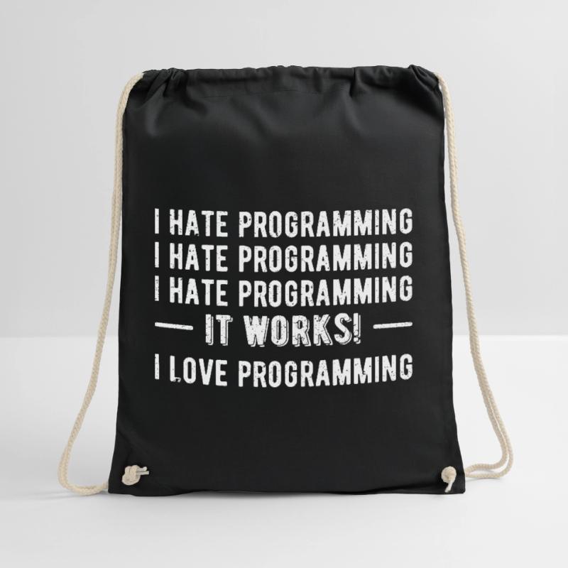I Hate Programming - Funny Programmer II Drawstring Bag