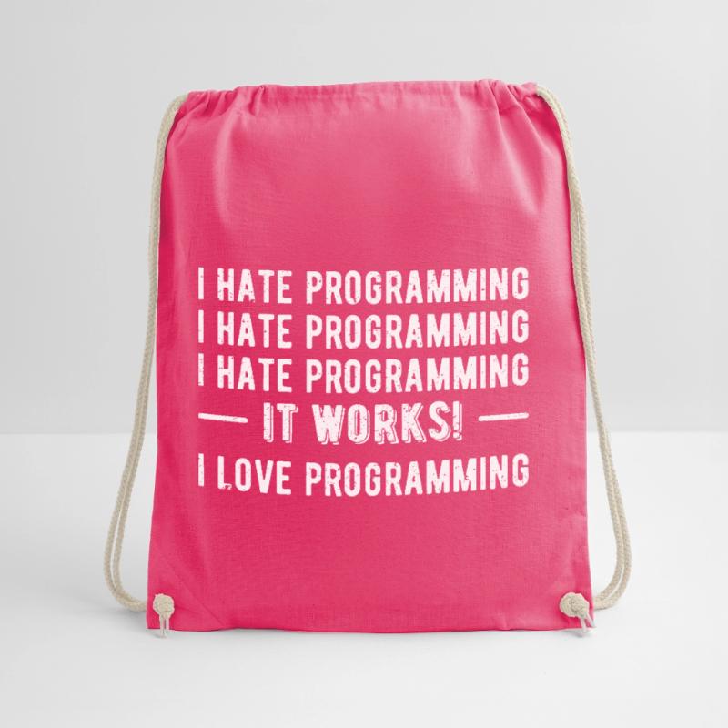 I Hate Programming - Funny Programmer II Drawstring Bag