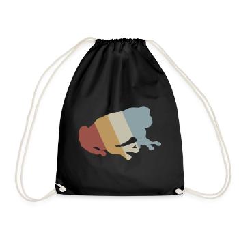 Frosch Retro Style Vintage - Turnbeutel - Schwarz - Vorne